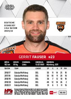 2021-22 Playercards (DEL) #DEL-365 Gerrit Fauser Back