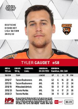 2021-22 Playercards (DEL) #DEL-370 Tyler Gaudet Back