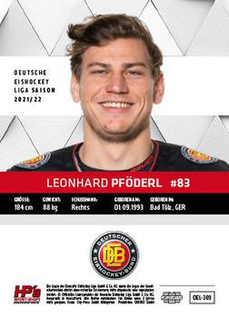 2021-22 Playercards (DEL) #DEL-389 Leonhard Pföderl Back