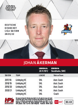 2021-22 Playercards (DEL) #DEL-424 Johan Akerman Back