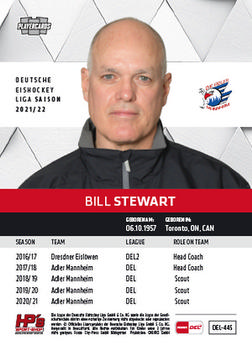2021-22 Playercards (DEL) #DEL-445 Bill Stewart Back
