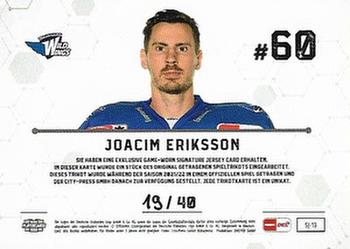 2021-22 Playercards (DEL) - Jersey Signatures #SJ-13 Joacim Eriksson Back