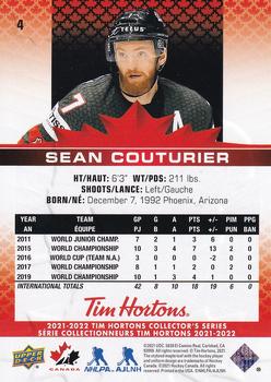 2021-22 Upper Deck Tim Hortons Team Canada #4 Sean Couturier Back