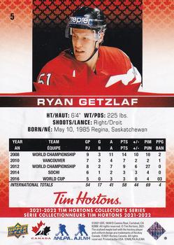 2021-22 Upper Deck Tim Hortons Team Canada #5 Ryan Getzlaf Back