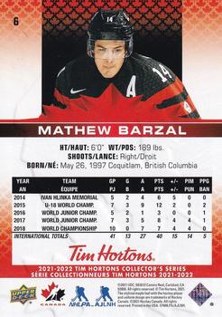 2021-22 Upper Deck Tim Hortons Team Canada #6 Mathew Barzal Back