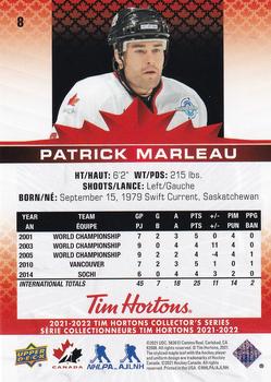 2021-22 Upper Deck Tim Hortons Team Canada #8 Patrick Marleau Back