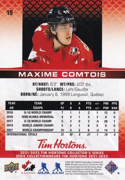 2021-22 Upper Deck Tim Hortons Team Canada #19 Maxime Comtois Back