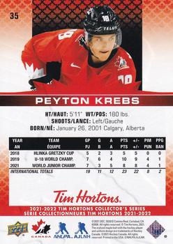 2021-22 Upper Deck Tim Hortons Team Canada #35 Peyton Krebs Back