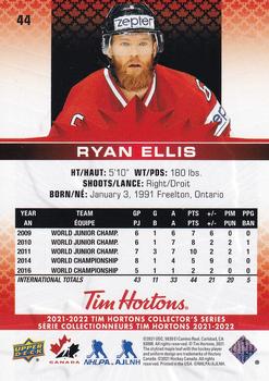 2021-22 Upper Deck Tim Hortons Team Canada #44 Ryan Ellis Back