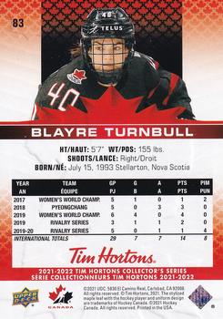 2021-22 Upper Deck Tim Hortons Team Canada #83 Blayre Turnbull Back