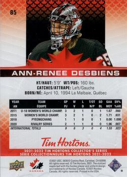 2021-22 Upper Deck Tim Hortons Team Canada #85 Ann-Renee Desbiens Back