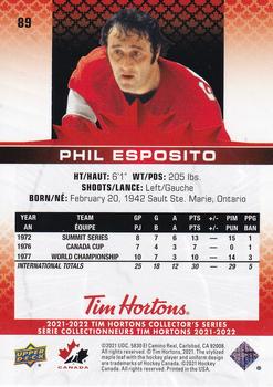 2021-22 Upper Deck Tim Hortons Team Canada #89 Phil Esposito Back