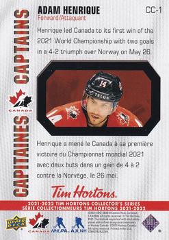 2021-22 Upper Deck Tim Hortons Team Canada - Canada's Captains #CC-1 Adam Henrique Back