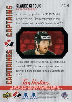 2021-22 Upper Deck Tim Hortons Team Canada - Canada's Captains #CC-4 Claude Giroux Back