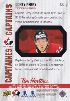 2021-22 Upper Deck Tim Hortons Team Canada - Canada's Captains #CC-6 Corey Perry Back