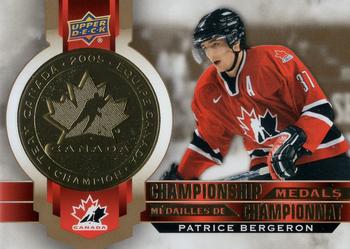 2021-22 Upper Deck Tim Hortons Team Canada - Championship Medals #M-1 Patrice Bergeron Front