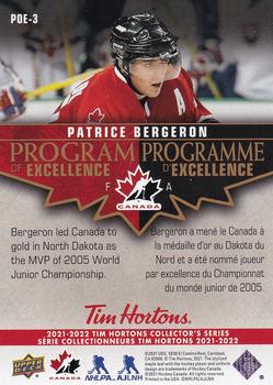 2021-22 Upper Deck Tim Hortons Team Canada - Program of Excellence #POE-3 Patrice Bergeron Back