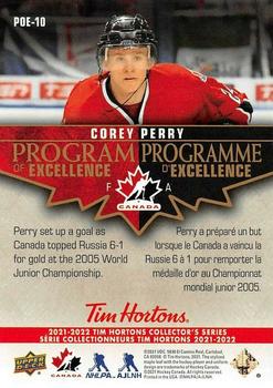 2021-22 Upper Deck Tim Hortons Team Canada - Program of Excellence #POE-10 Corey Perry Back