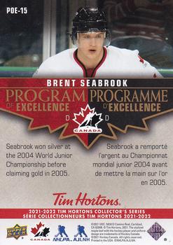 2021-22 Upper Deck Tim Hortons Team Canada - Program of Excellence #POE-15 Brent Seabrook Back