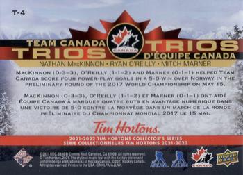 2021-22 Upper Deck Tim Hortons Team Canada - Team Canada Trios #T-4 Nathan MacKinnon / Ryan O’Reilly / Mitch Marner Back