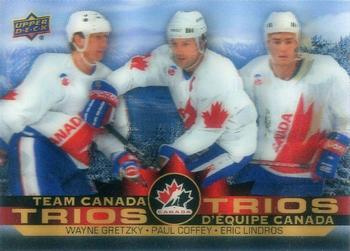 2021-22 Upper Deck Tim Hortons Team Canada - Team Canada Trios #T-7 Wayne Gretzky / Paul Coffey / Eric Lindros Front