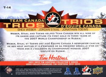 2021-22 Upper Deck Tim Hortons Team Canada - Team Canada Trios #T-14 Shea Weber / Jordan Staal / Jonathan Toews Back