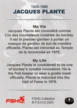 2020 FSHQ Collection Jacques Plante #1 Jacques Plante Back