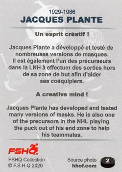 2020 FSHQ Collection Jacques Plante #2 Jacques Plante Back