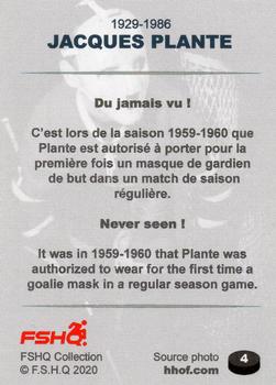 2020 FSHQ Collection Jacques Plante #4 Jacques Plante Back