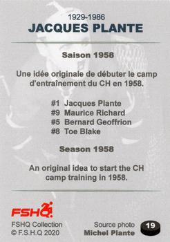 2020 FSHQ Collection Jacques Plante #19 Jacques Plante Back