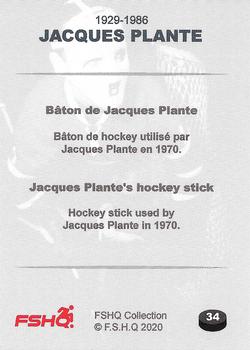 2020 FSHQ Collection Jacques Plante #34 Jacques Plante Back