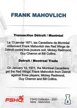 2021 FSHQ Collection Mahovlich #2 Transaction Détroit/Montréal / Detroit/Montreal Trade Back