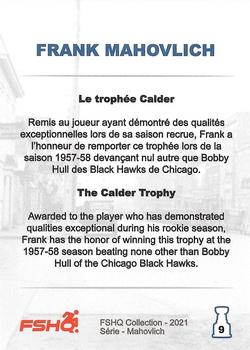 2021 FSHQ Collection Mahovlich #9 Le trophée Calder / The Calder Trophy Back