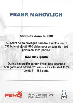 2021 FSHQ Collection Mahovlich #11 533 buts dans la LNH / 533 NHL goals Back