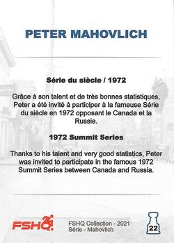 2021 FSHQ Collection Mahovlich #22 Série du siècle/1972 / 1972 Summit Series Back