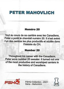 2021 FSHQ Collection Mahovlich #24 Numéro 20 / Number 20 Back
