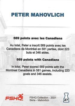 2021 FSHQ Collection Mahovlich #27 569 points avec les Canadiens / 569 points with Canadiens Back
