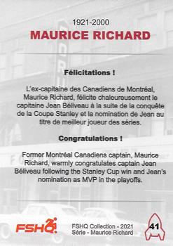 2021 FSHQ Collection Maurice Richard #41 Maurice Richard Back