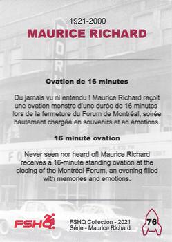 2021 FSHQ Collection Maurice Richard #76 Maurice Richard Back