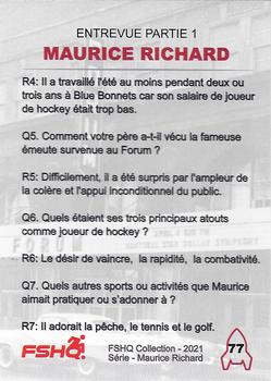 2021 FSHQ Collection Maurice Richard #77 Maurice Richard Back
