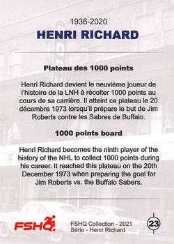 2021 FSHQ Collection Henri Richard #23 Henri Richard Back