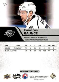 2020-21 Upper Deck AHL - Blue #30 Cameron Gaunce Back