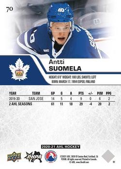 2020-21 Upper Deck AHL - Blue #70 Antti Suomela Back