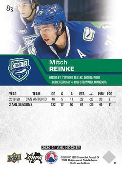 2020-21 Upper Deck AHL - Blue #83 Mitch Reinke Back