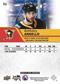 2020-21 Upper Deck AHL - Blue #86 Anthony Angello Back