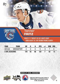 2020-21 Upper Deck AHL - Blue #87 Tanner Fritz Back
