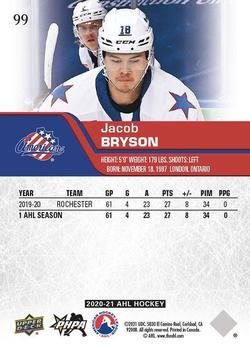 2020-21 Upper Deck AHL - Blue #99 Jacob Bryson Back