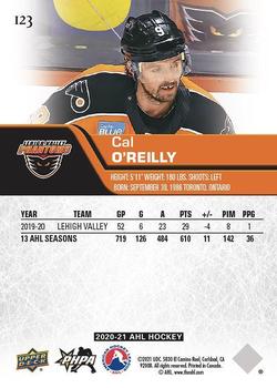 2020-21 Upper Deck AHL - Blue #123 Cal O'Reilly Back