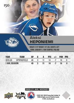 2020-21 Upper Deck AHL - Blue #150 Aleksi Heponiemi Back