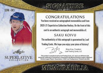 2021 Leaf Superlative - Superlative Signature Memorabilia Silver #SSM-SK1 Saku Koivu Back
